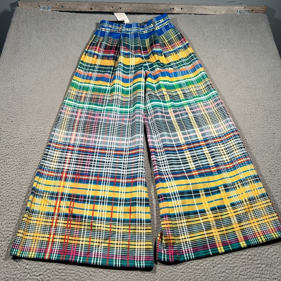 Pants - Uoozee Pants Womens 26x28.5 Multicolor Plaid Pleated High Rise Wide Leg Casual